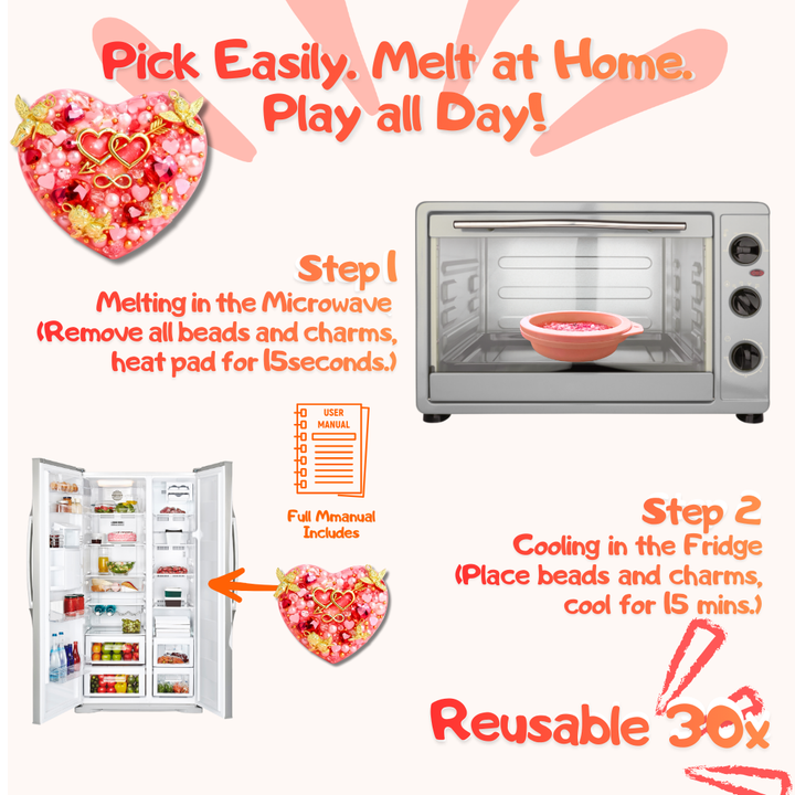 Valentine's Heart Edition Reusable Picky Pad Kit – DIY Satisfying Sensory Toy for Stress Relief