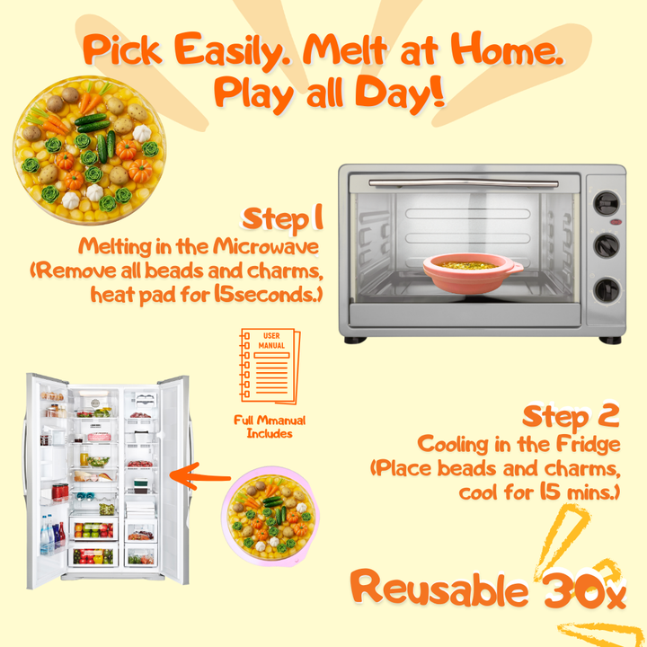 Harvest Garden Edition Reusable Picky Pad Kit – DIY Vegetable Sensory Toy with Charms