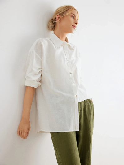 Piper Linen Collared Chest Pocket Oversized Shirt
