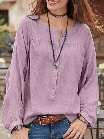 Casual Button Solid Color Top