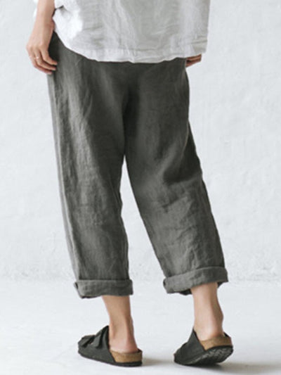Casual Cotton And Linen Trousers