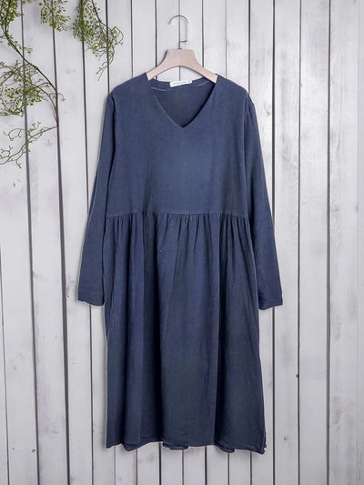 Long Sleeve Buttoned Simple & Basic midi Dress