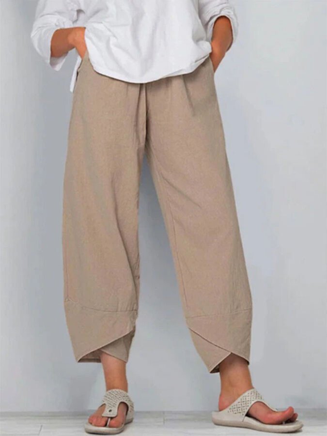 Casual Solid Color Split Trousers