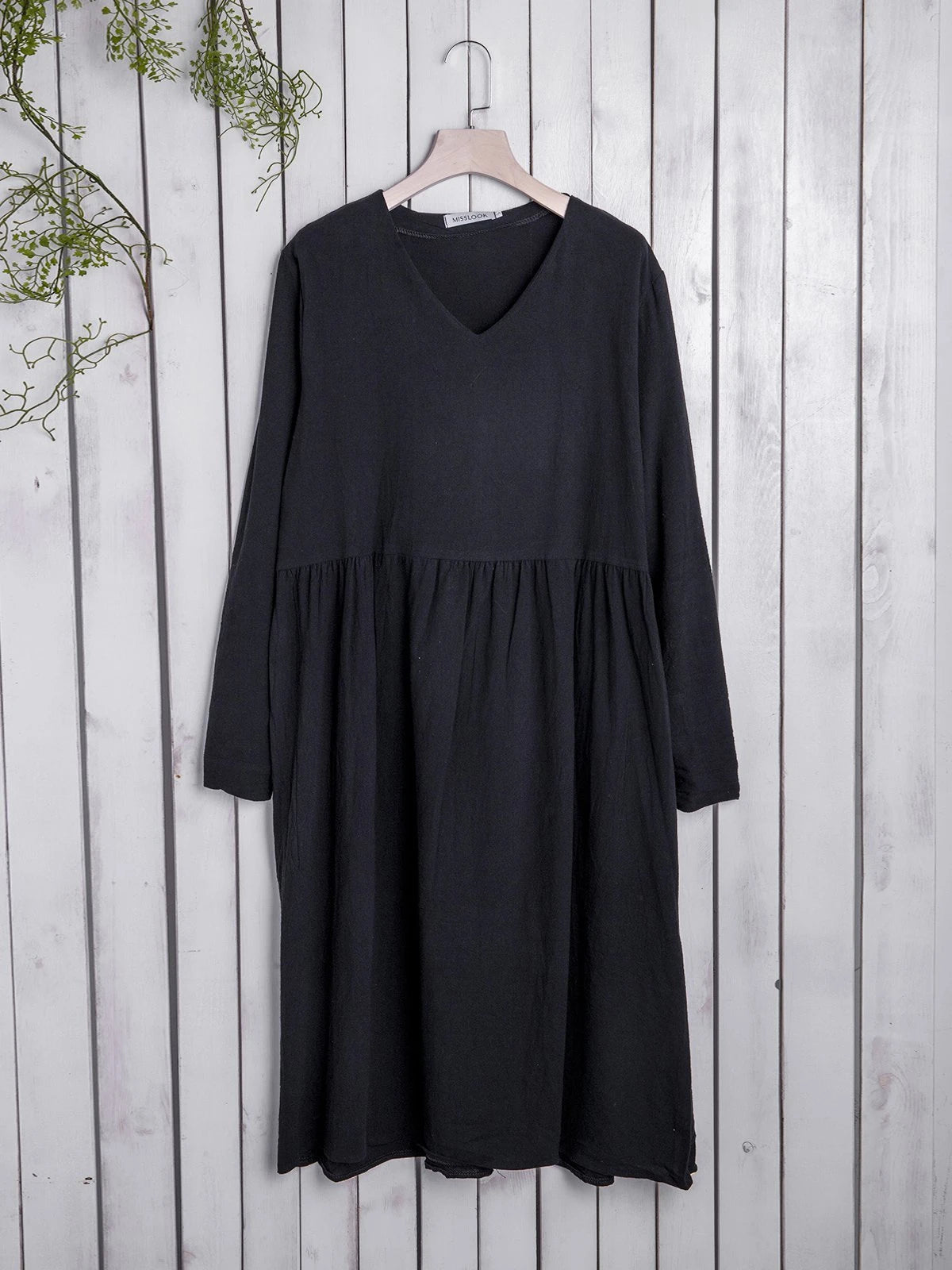 Long Sleeve Buttoned Simple & Basic midi Dress