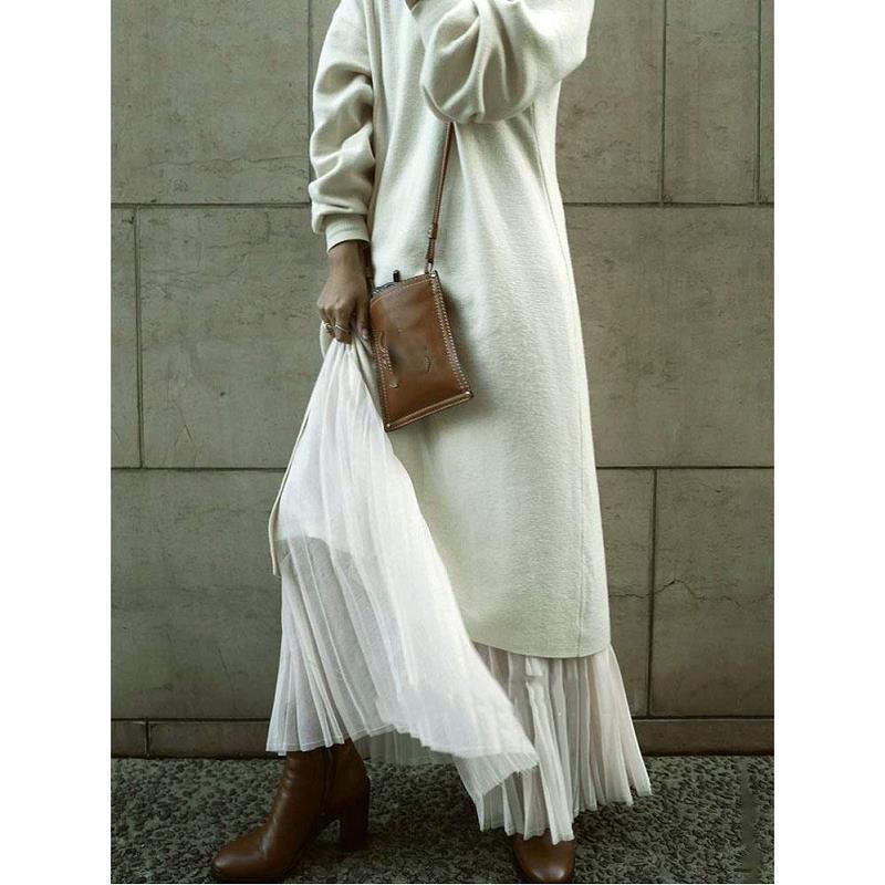 High collar long sleeve Swetaer Dress