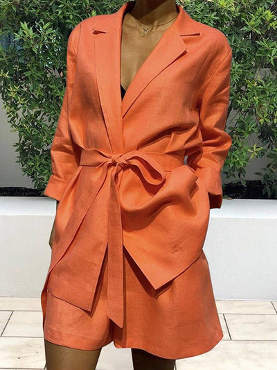 Casual Solid Color Two-Piece Suit