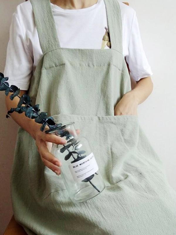 Cotton  double pocket apron suspender skirt overalls