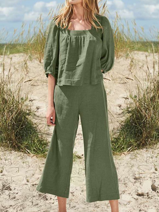 Casual Loose Solid Color Suit