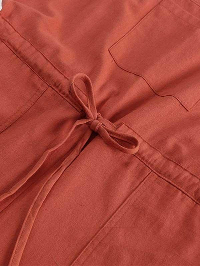 Women's Solid Color Cotton Loose Casual Strap Pants