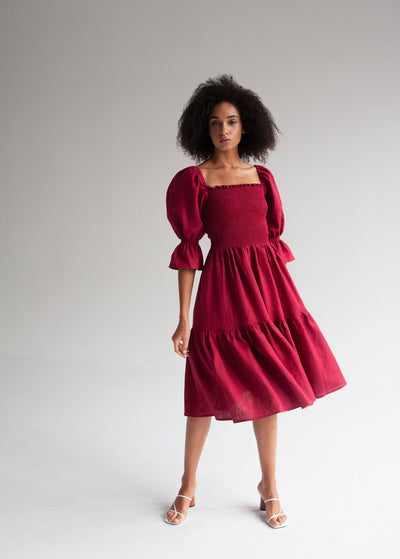 "Karen" Burgundy Midi Dress