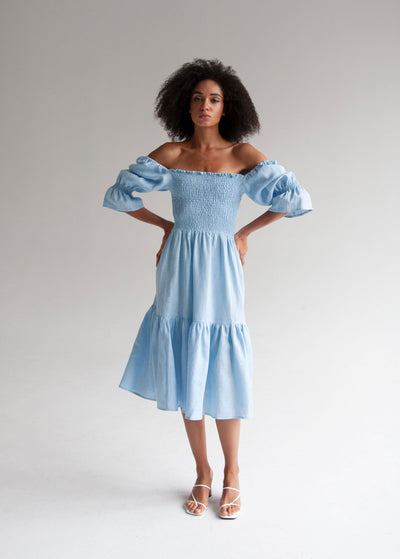 "Karen" Sky Blue Midi Dress