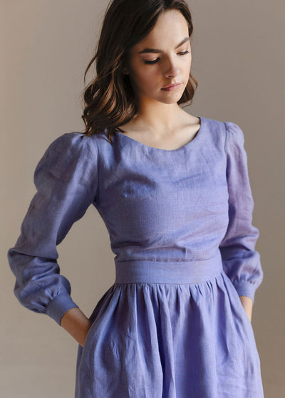 "Charlotte" Linen Dress In Lavender Color