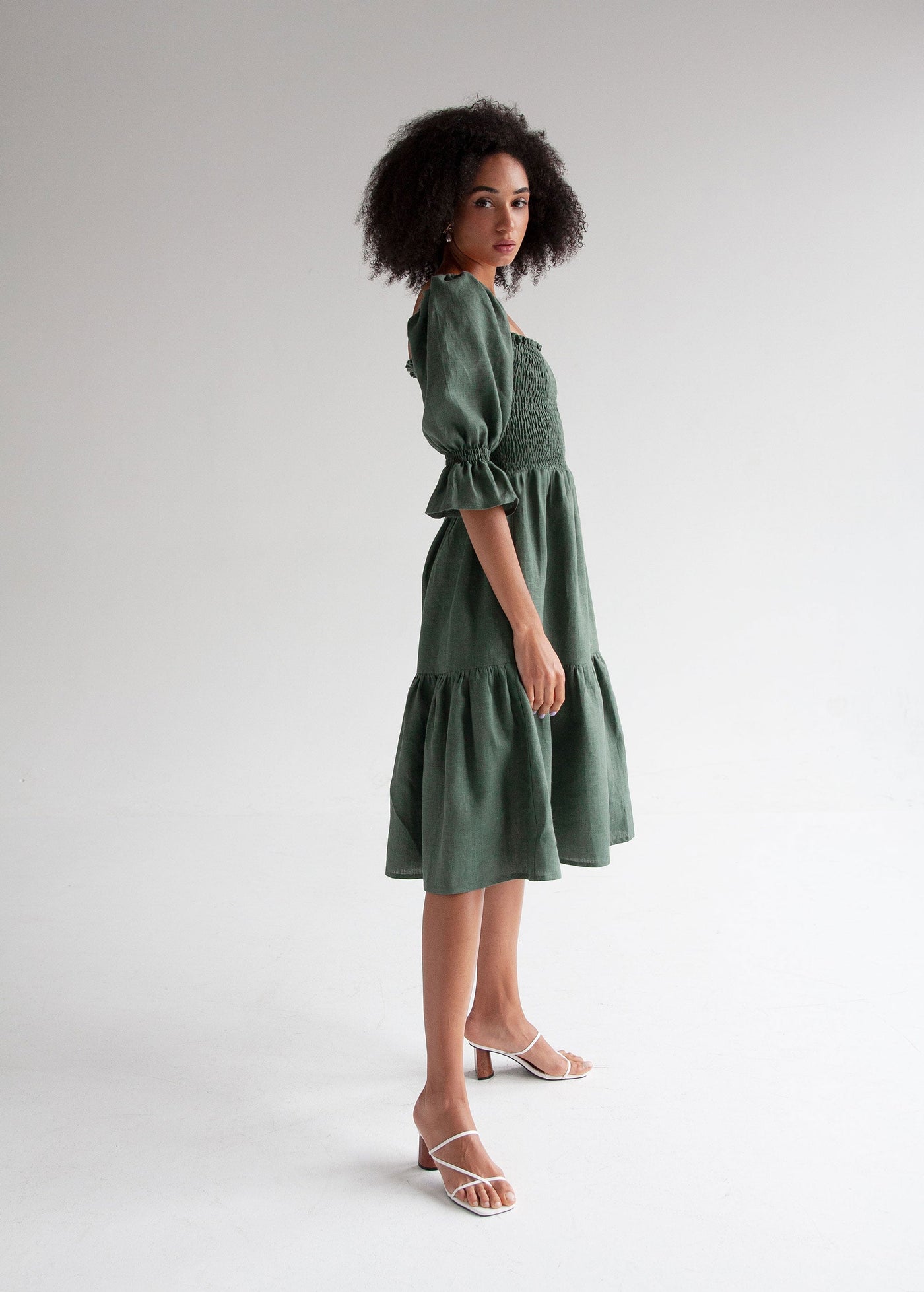"Karen" Sage Green Midi Dress