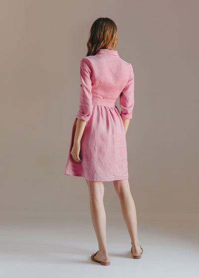 "Daisy" Pink Linen Dress