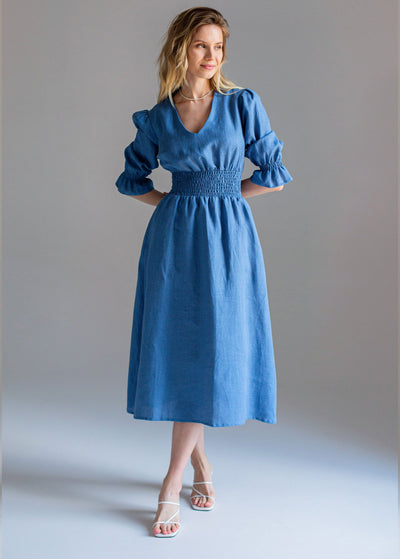 "Laura" Jeans Blue Linen Dress