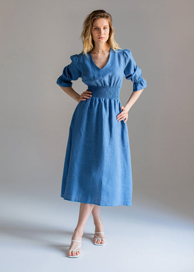 "Laura" Jeans Blue Linen Dress