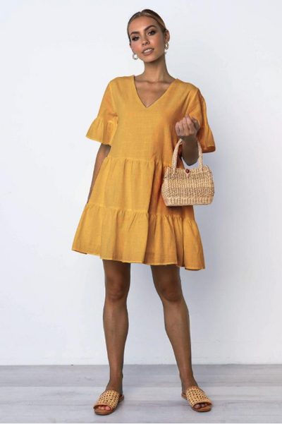 Casual Daily Ruffled Mini Dress