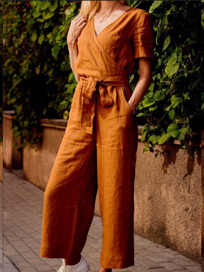 Solid Color Casual Jumpsuit