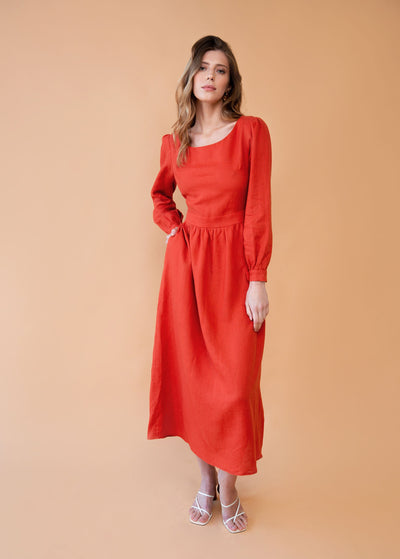 "Charlotte" Burnt Orange Maxi Dress