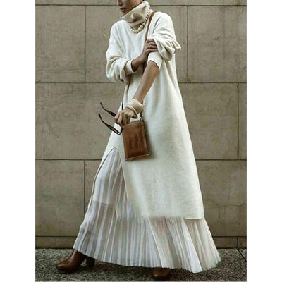 High collar long sleeve Swetaer Dress