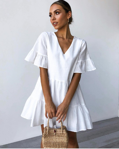 Casual Daily Ruffled Mini Dress