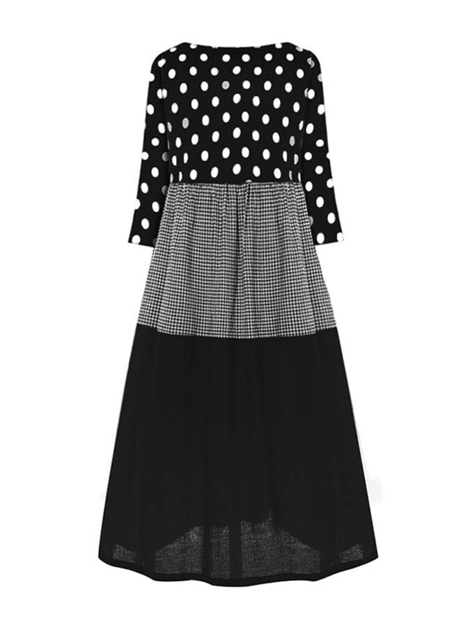 Polka Dot Print Stitching Dress