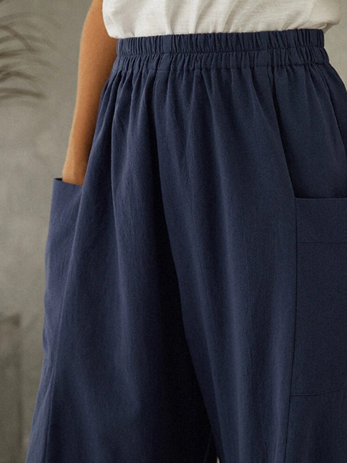 Women's Pure Color Cotton Casual Pants