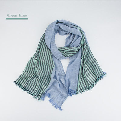 Patchwork Frayed Natural Cotton Scarf