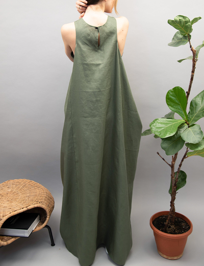 Casual Green Kaftan Dress