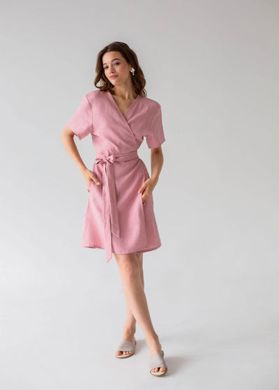 "Taylor" Pink Linen Dress