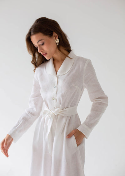 "Daisy" White Linen Dress