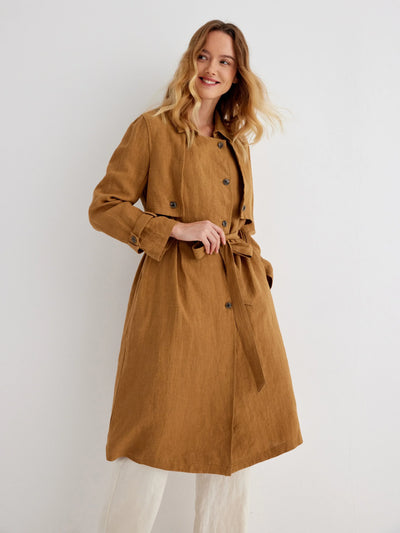 Coco 100% Linen Relaxed Fit Belted Trench