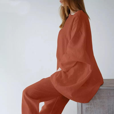 Loose Fashion Casual Solid Color Cotton Linen Suit