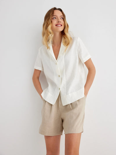 Hollis 100% Linen Button-Front Camp Shirt