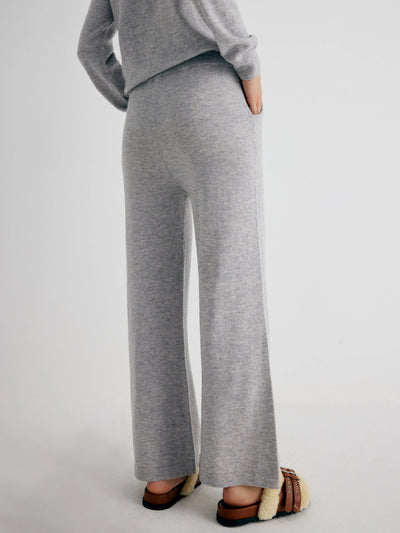Astrid 100% Merino Wool Grey Straight Drawstring Pants