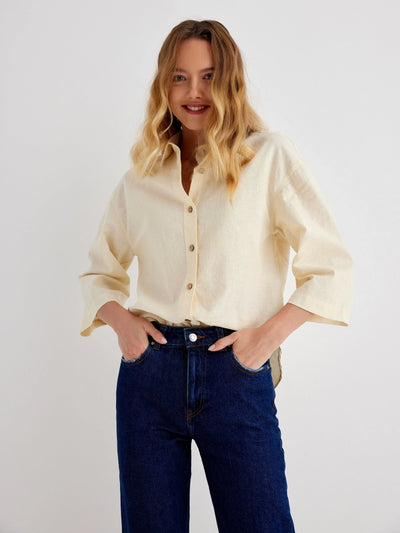 Marin Linen Relaxed Fit Button-Front Box Shirt