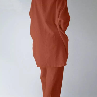 Loose Fashion Casual Solid Color Cotton Linen Suit