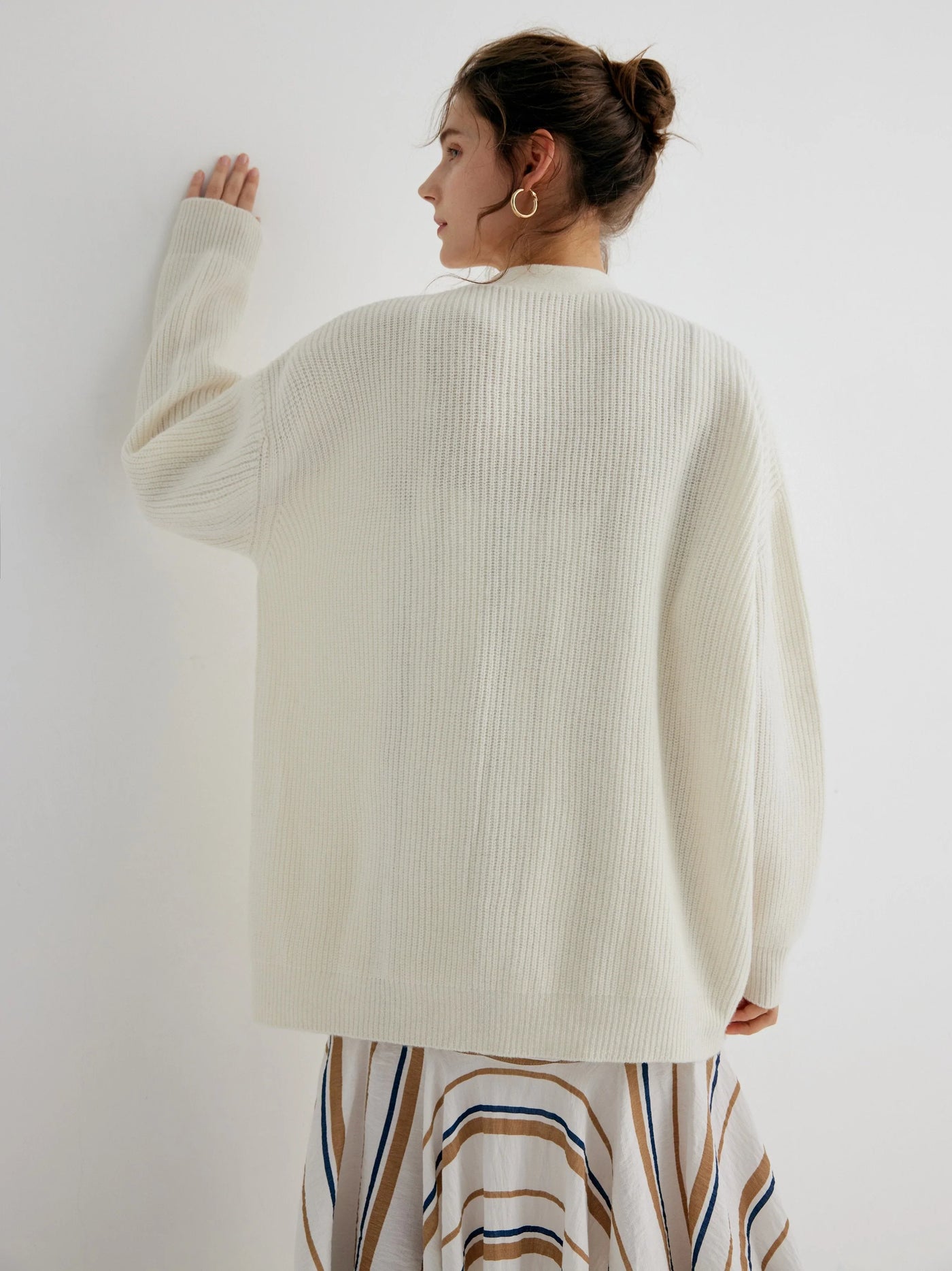 The Essential 100% Merino Wool White Oversized Cardigan