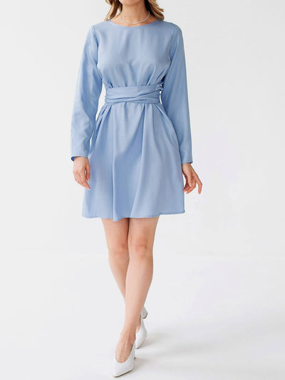 "Selena" Linen Sky Blue Mini Dress